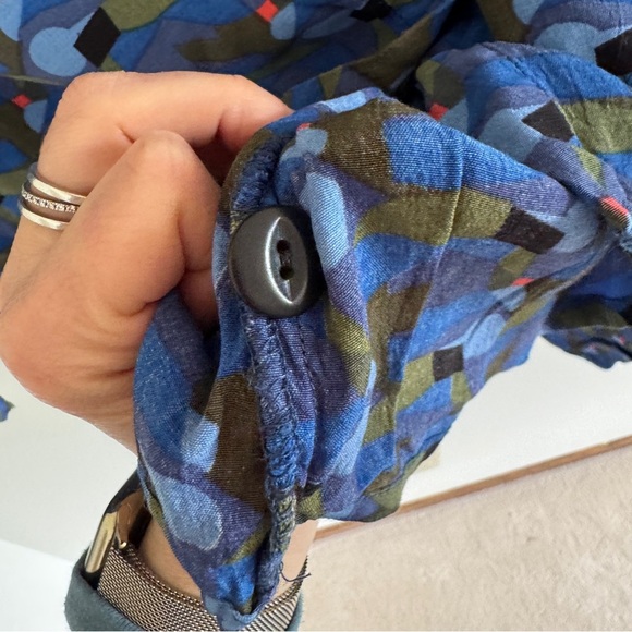 Vintage Flax Rayon Abstract Print Top and Shorts Culottes Set M - Picture 11 of 16